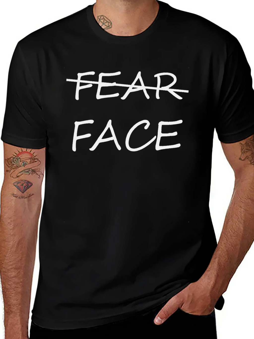 Fear Face Graphic T-Shirt - Unisex Black Tee product image 1