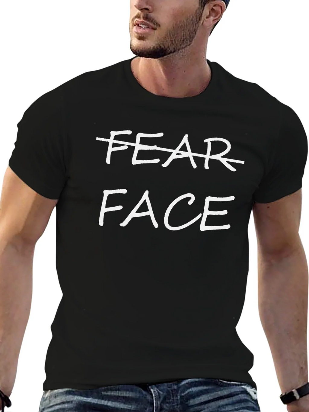 Fear Face Graphic T-Shirt - Unisex Black Tee product image 9