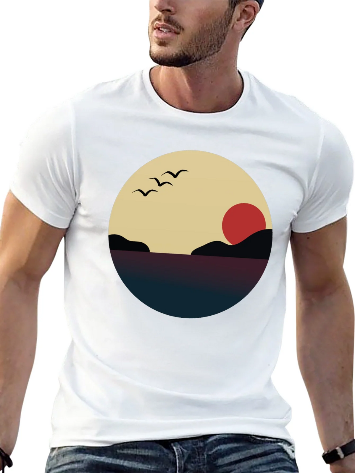 Sunset Graphic Tee - Minimalist Design product image 4
