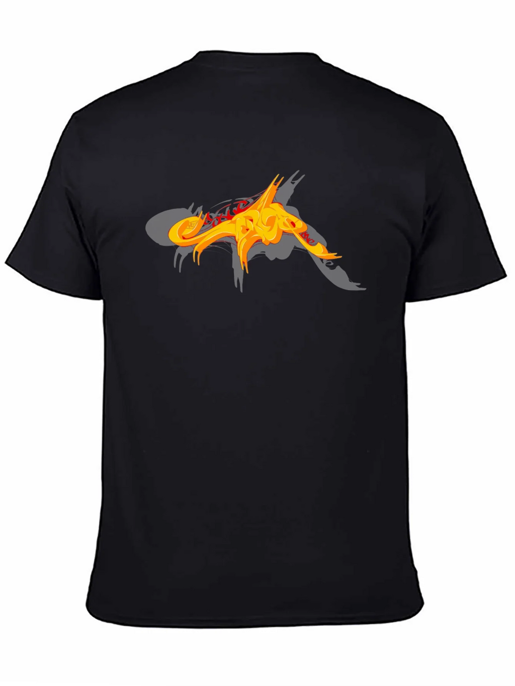 Black T-Shirt with Abstract Fiery Graphic Design product image 7