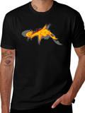 Black T-Shirt with Abstract Fiery Graphic Design product image 1