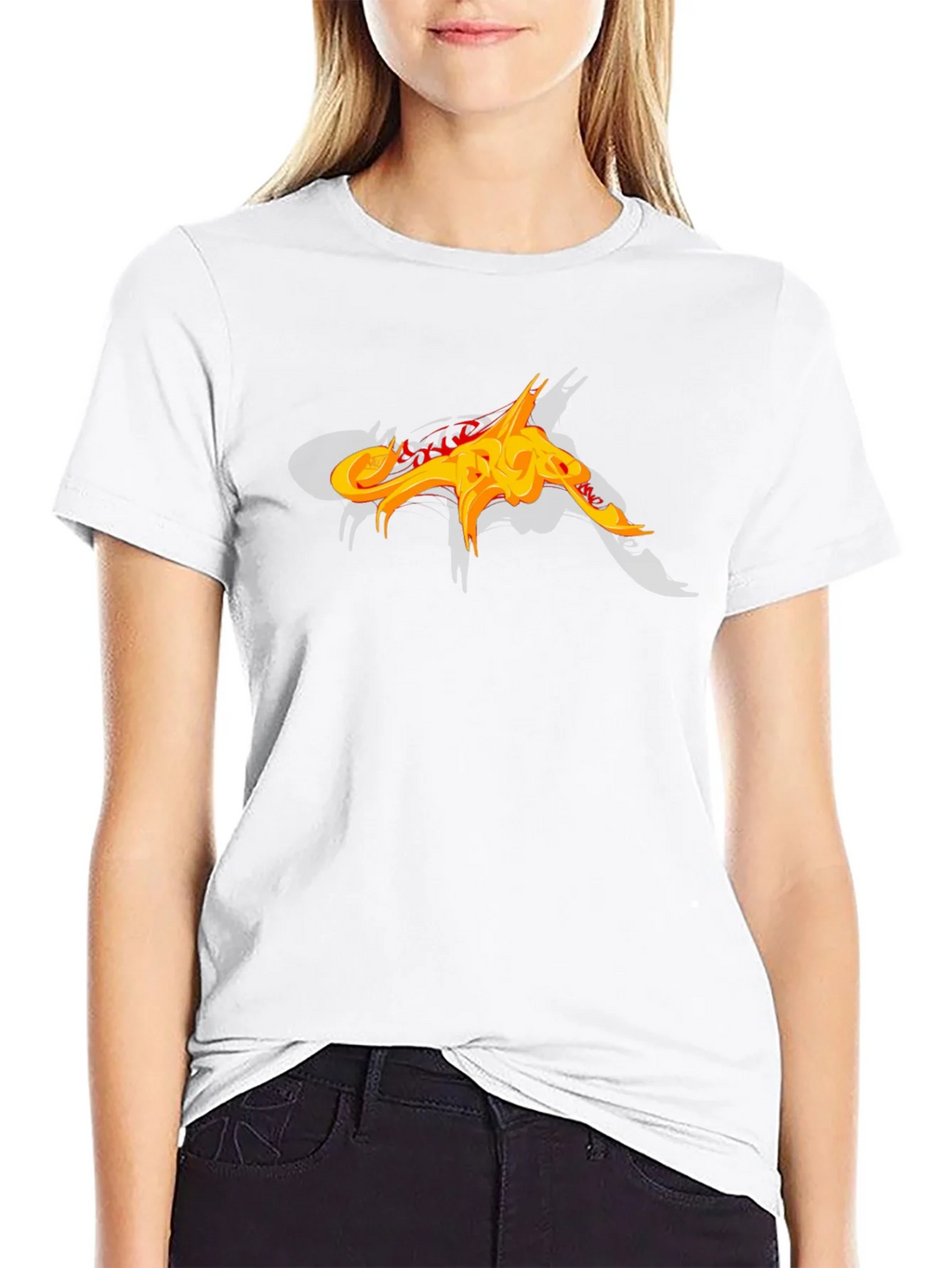Black T-Shirt with Abstract Fiery Graphic Design product image 11