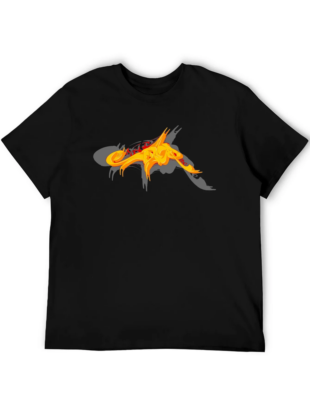 Black T-Shirt with Abstract Fiery Graphic Design product image 8