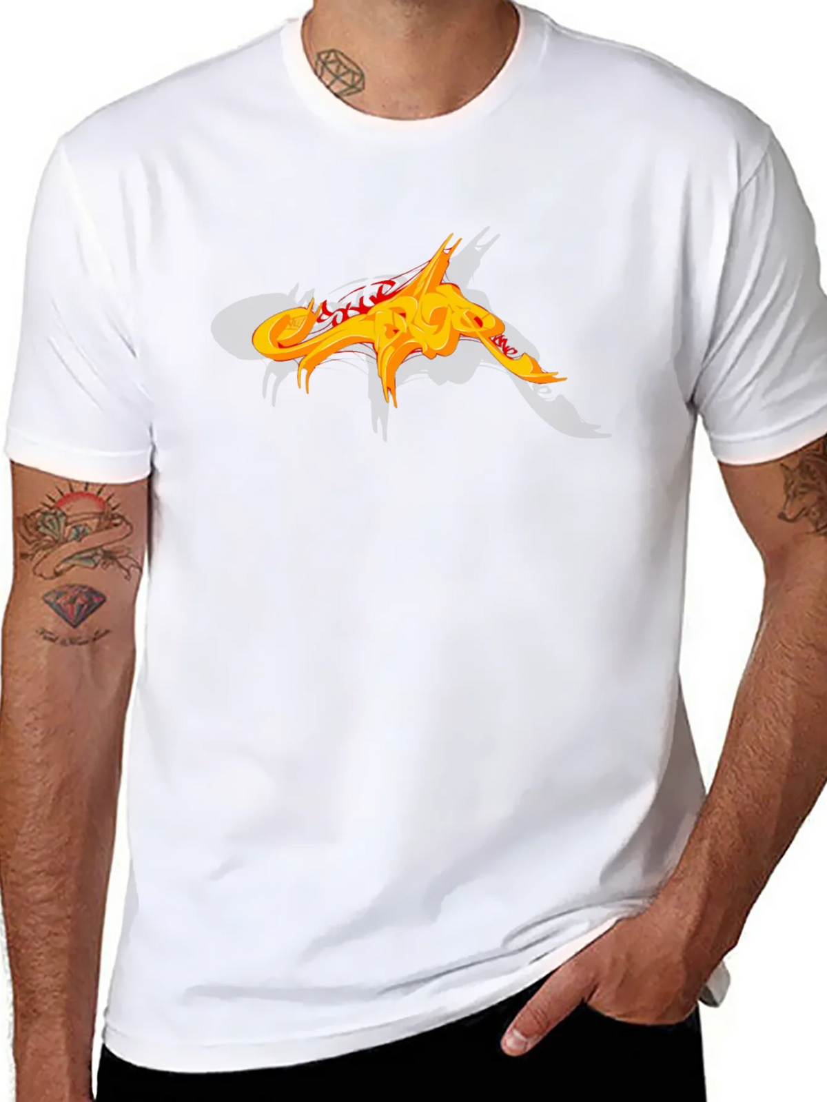 Black T-Shirt with Abstract Fiery Graphic Design product image 10