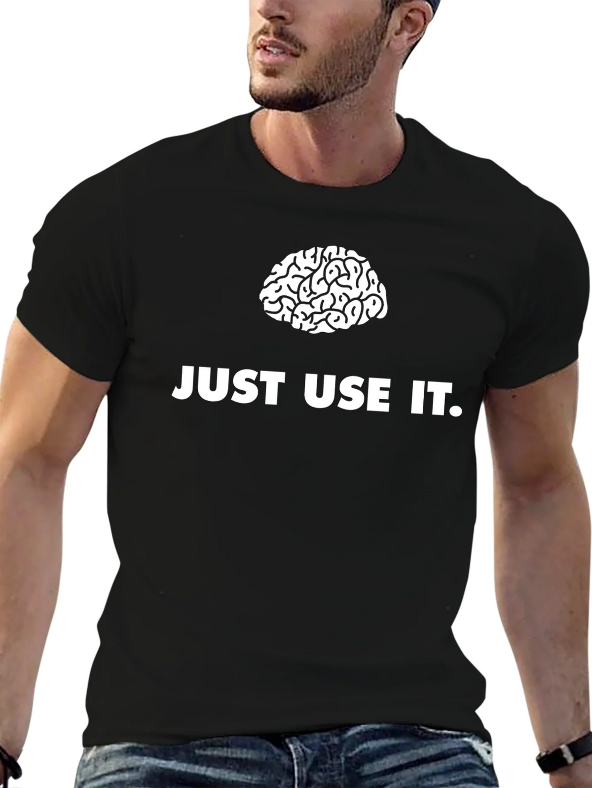 Just Use It Brain Graphic Tee - Unisex Black T-Shirt product image 9