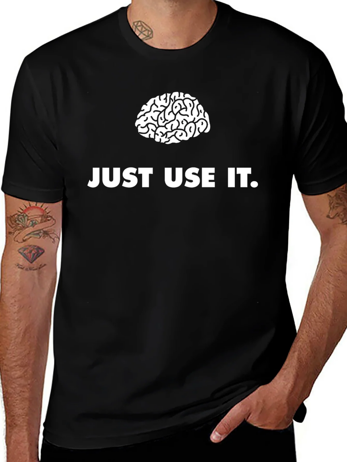 Just Use It Brain Graphic Tee - Unisex Black T-Shirt product image 1