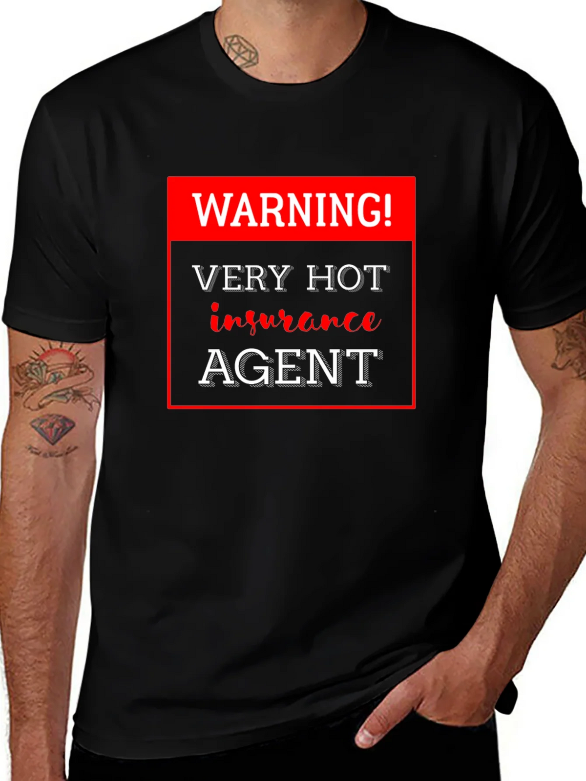 Warning! Very Hot Insurance Agent Black T-Shirt product image 1