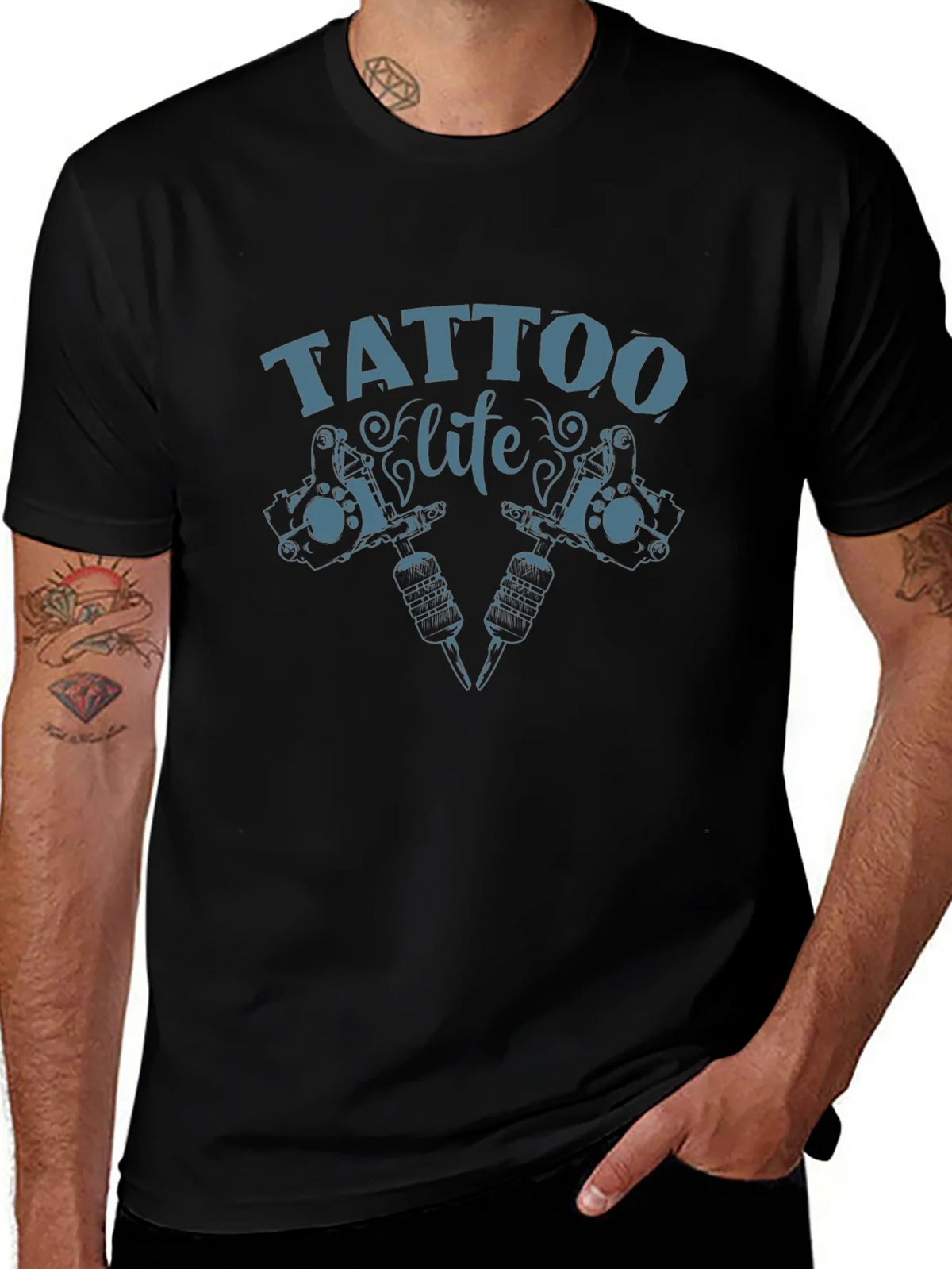 Tattoo Life Graphic Tee - Black Cotton T-Shirt product image 1