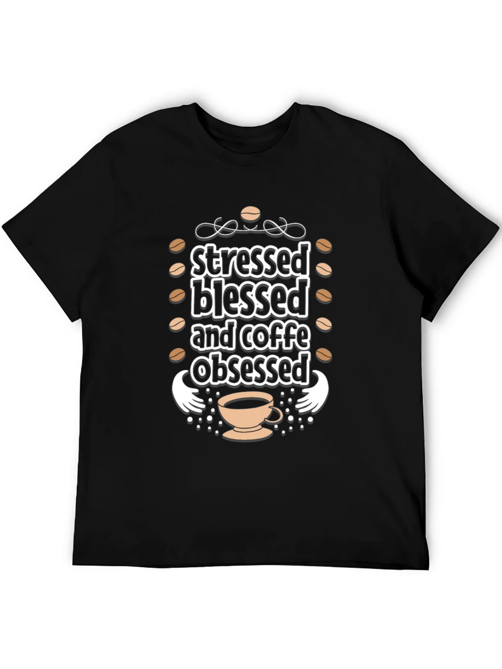 Stressed Blessed Coffee Obsessed Black T-Shirt product image 8