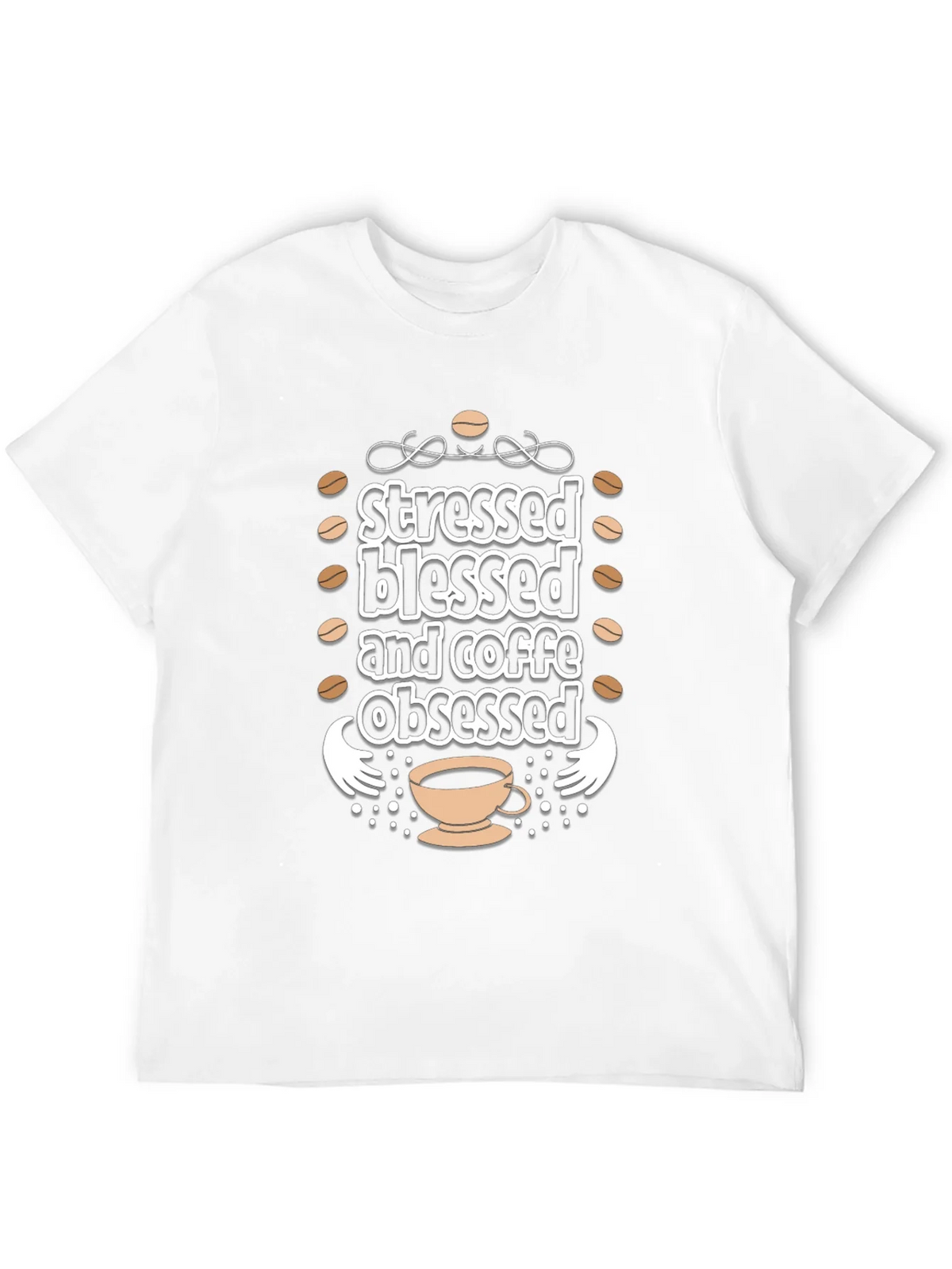 Stressed Blessed Coffee Obsessed Black T-Shirt product image 3