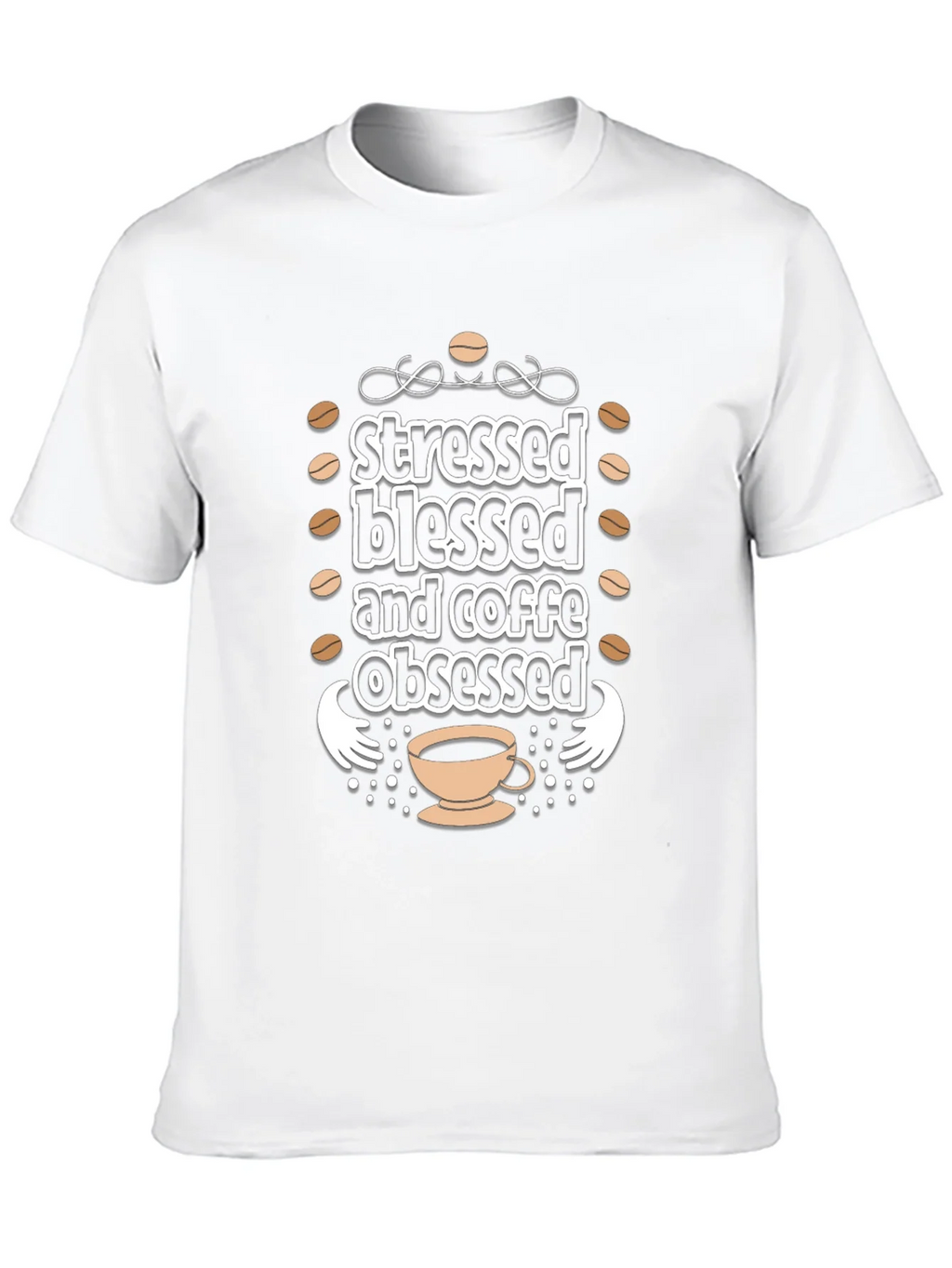 Stressed Blessed Coffee Obsessed Black T-Shirt product image 12