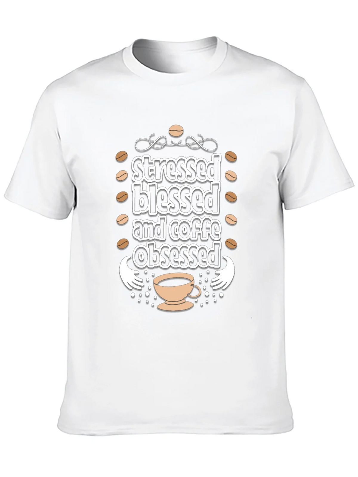 Stressed Blessed Coffee Obsessed Black T-Shirt product image 12