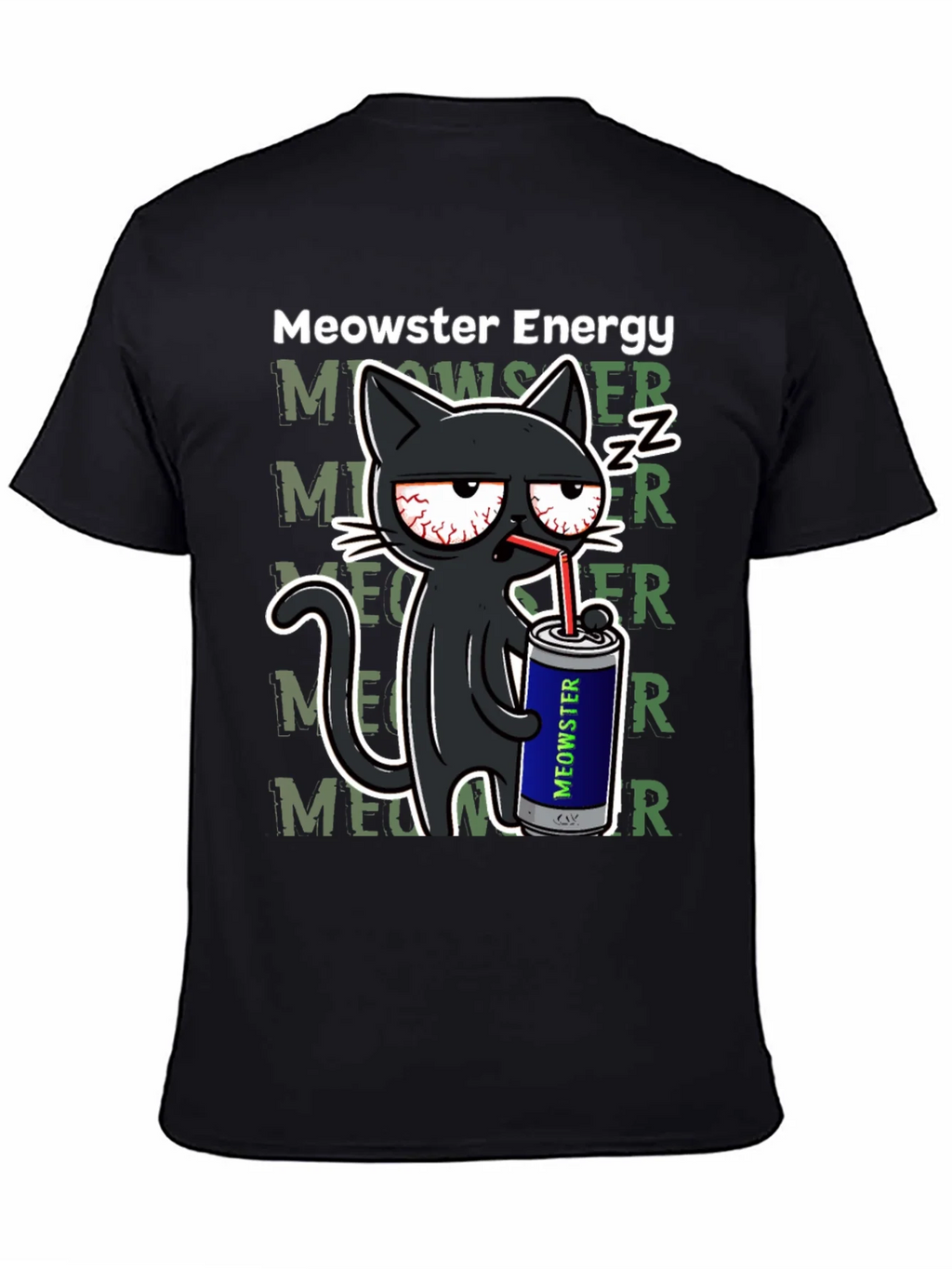 Meowster Energy Black T-Shirt - Cat Lover Tee product image 7