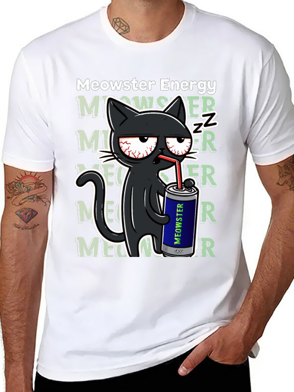Meowster Energy Black T-Shirt - Cat Lover Tee product image 10