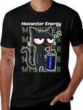 Meowster Energy Black T-Shirt - Cat Lover Tee product image 1
