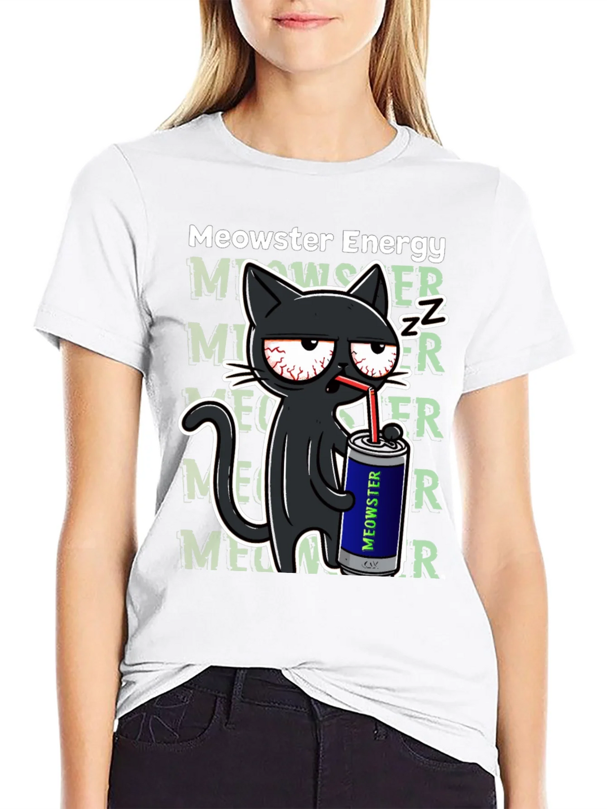 Meowster Energy Black T-Shirt - Cat Lover Tee product image 11