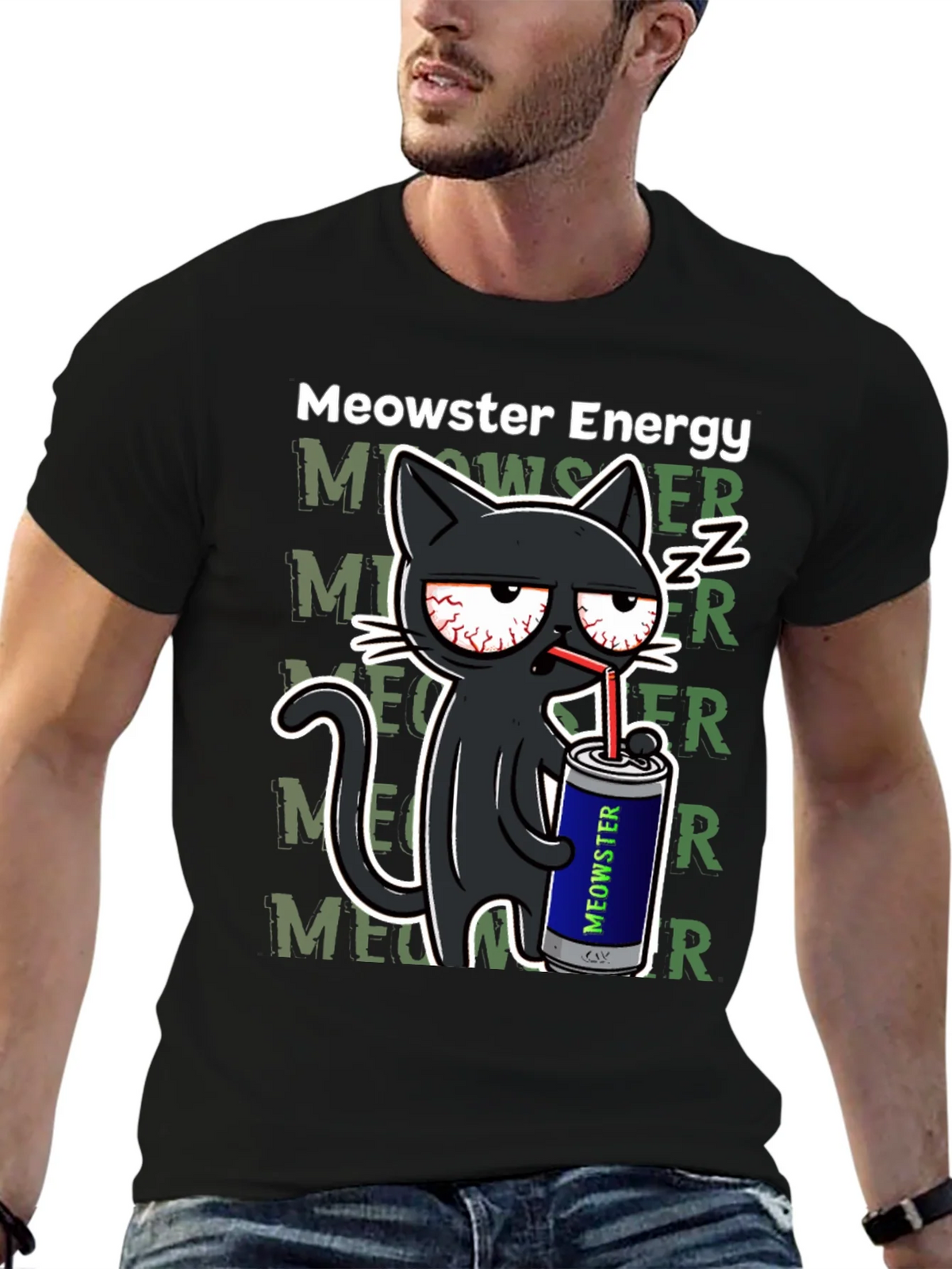 Meowster Energy Black T-Shirt - Cat Lover Tee product image 9