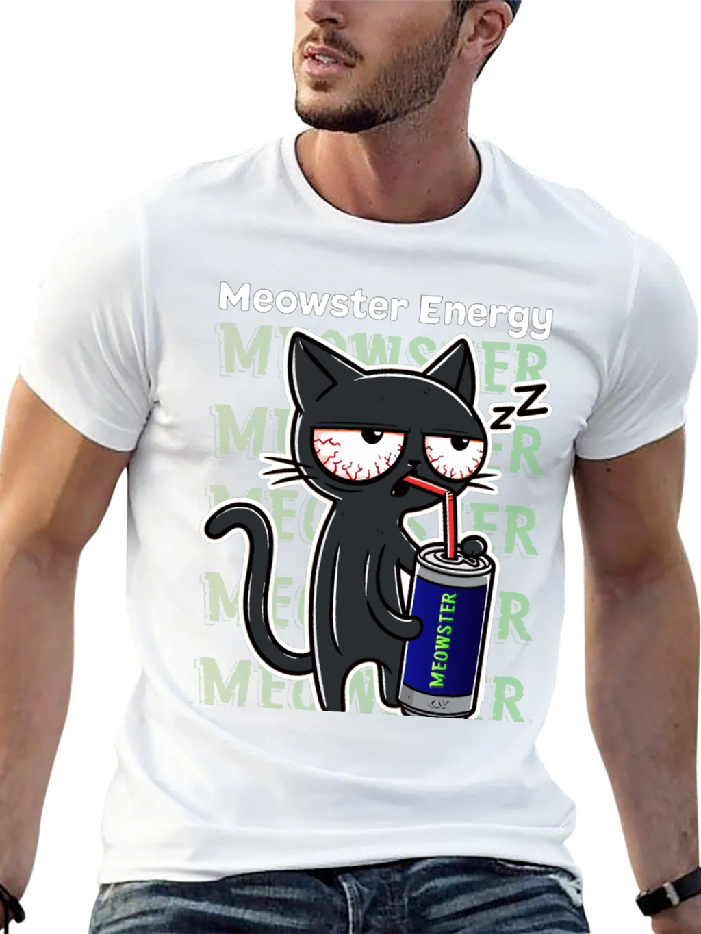 Meowster Energy Black T-Shirt - Cat Lover Tee product image 4