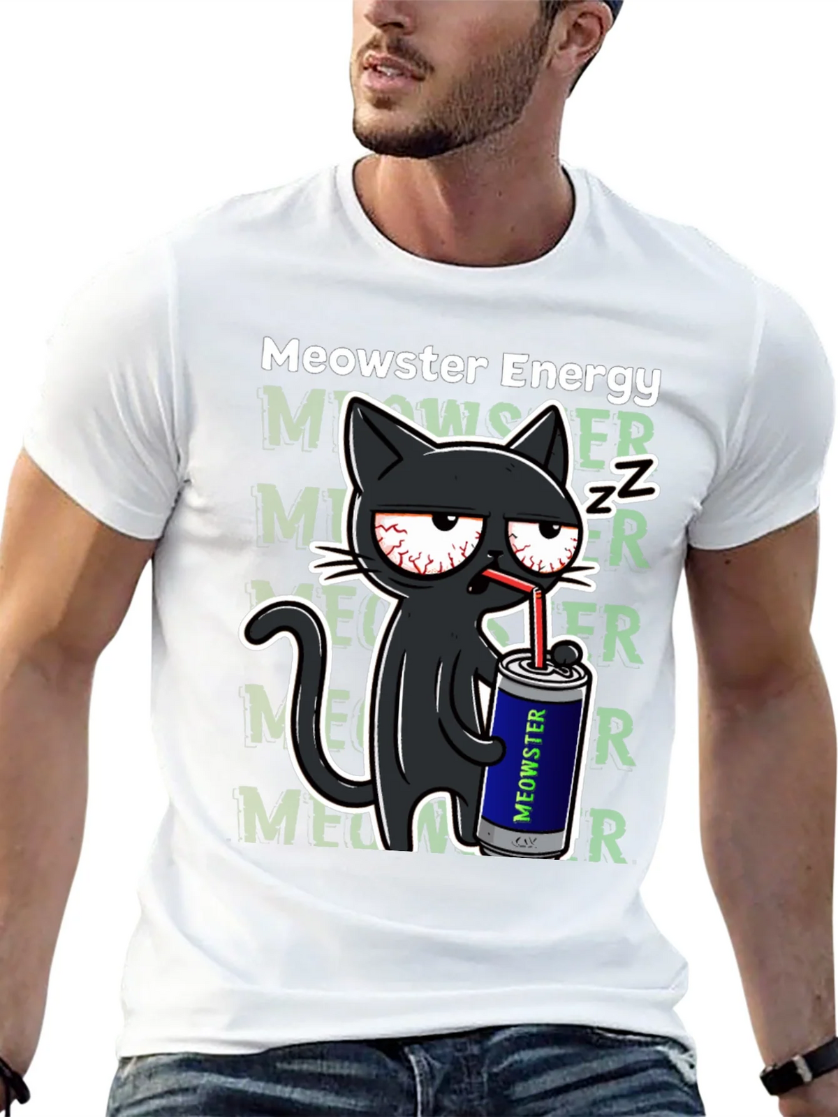 Meowster Energy Black T-Shirt - Cat Lover Tee product image 4