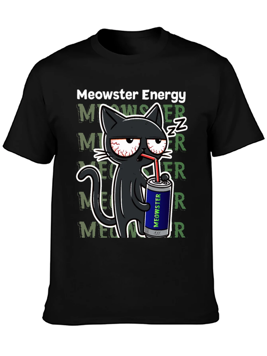 Meowster Energy Black T-Shirt - Cat Lover Tee product image 6