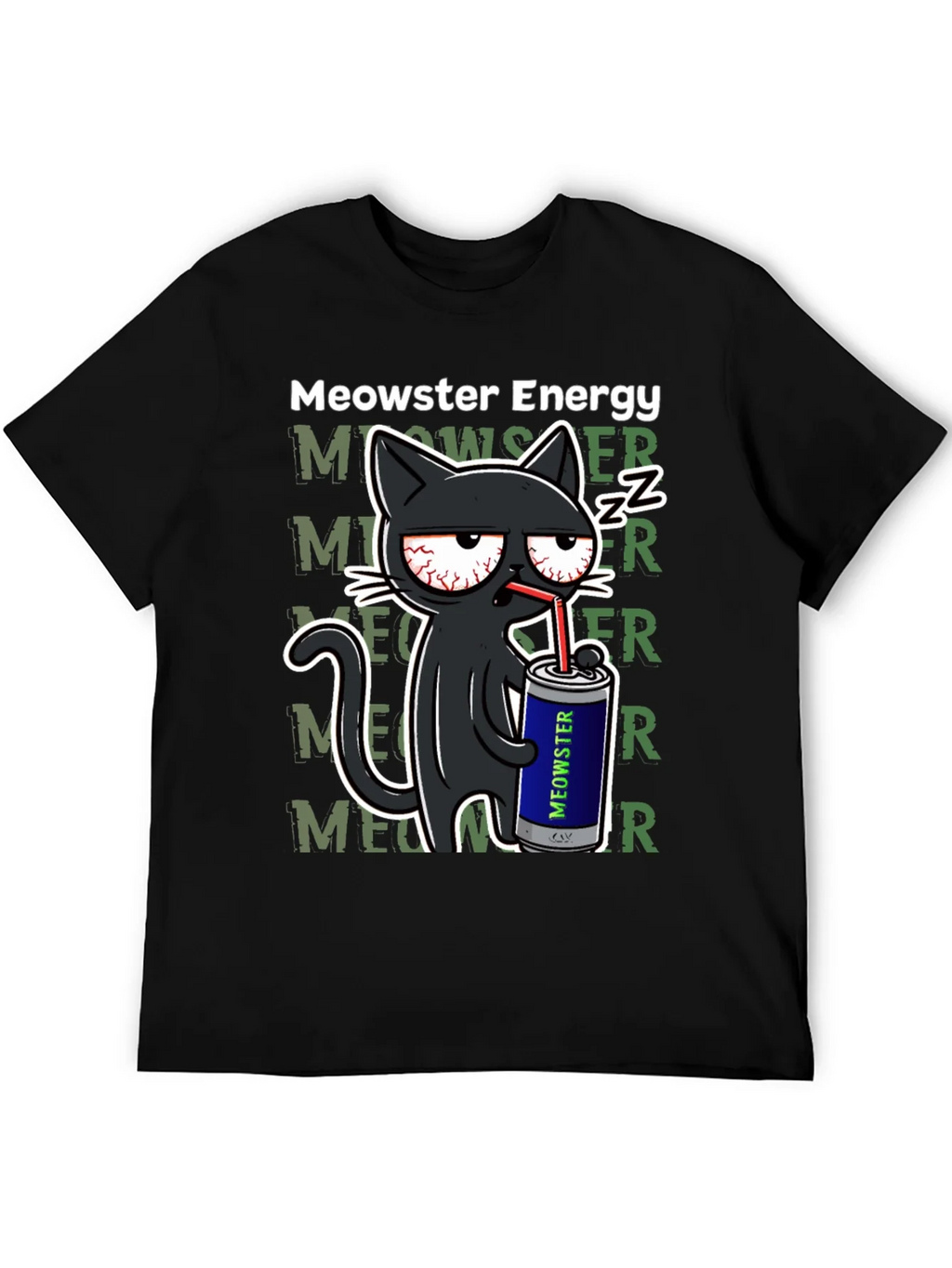 Meowster Energy Black T-Shirt - Cat Lover Tee product image 8