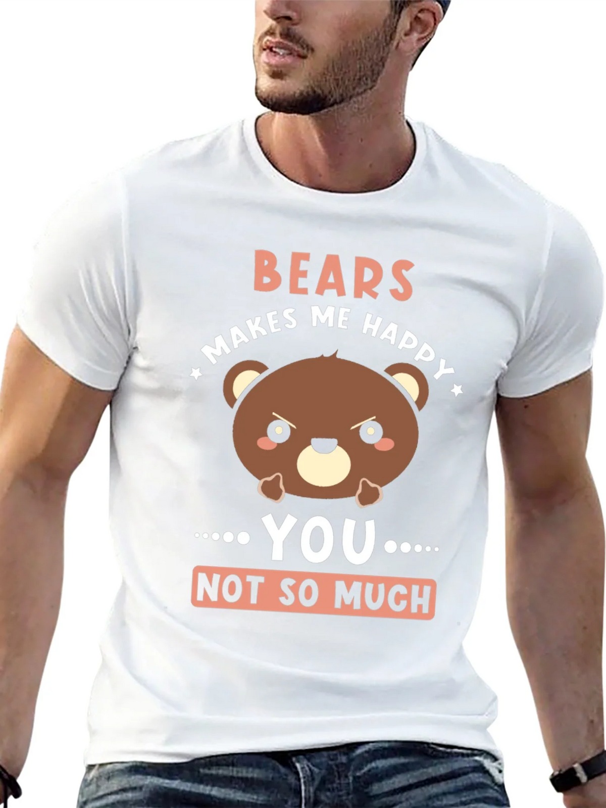 Funny Bear Graphic T-Shirt - Bears Makes Me Happy product image 4