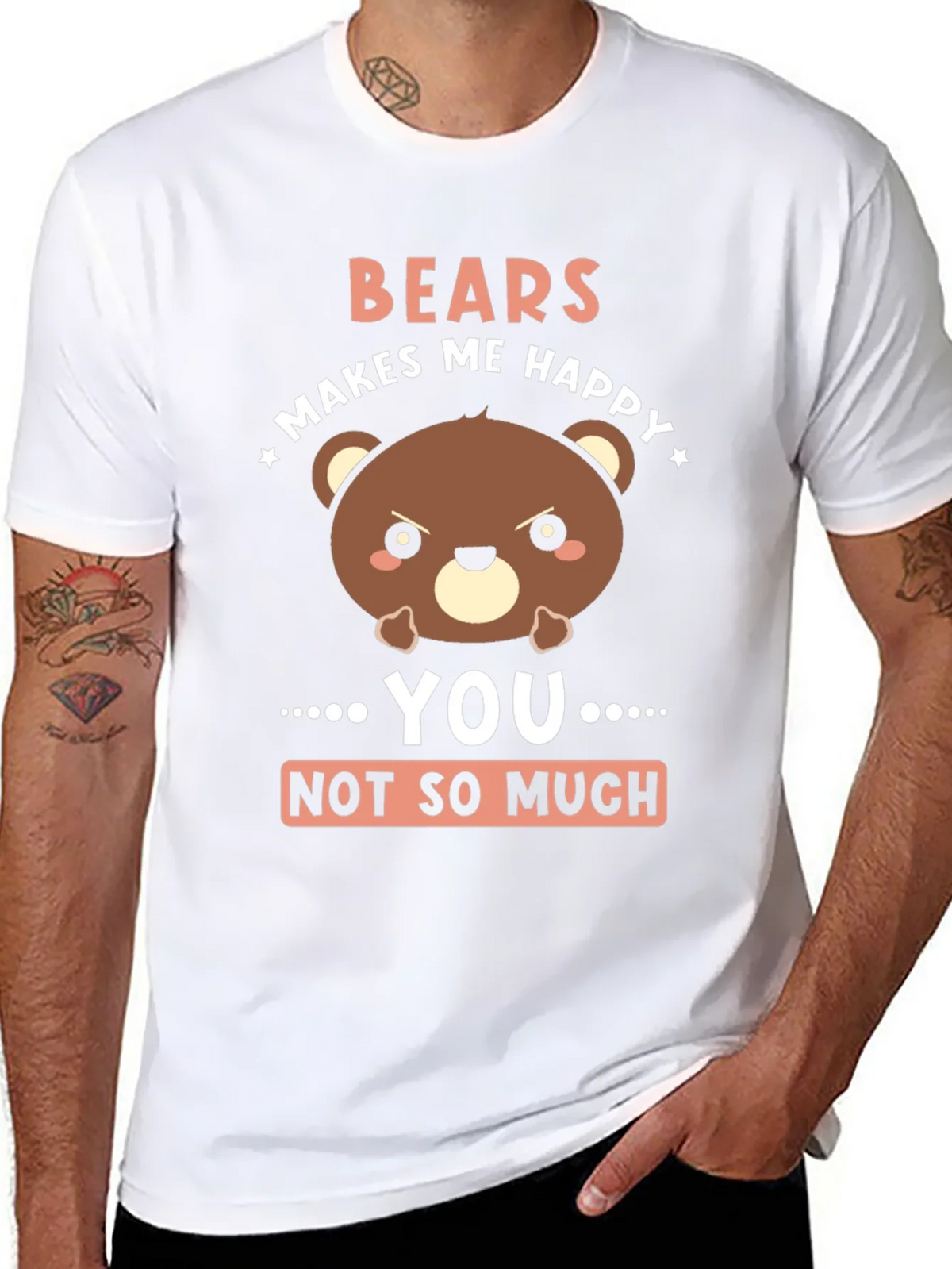 Funny Bear Graphic T-Shirt - Bears Makes Me Happy product image 10
