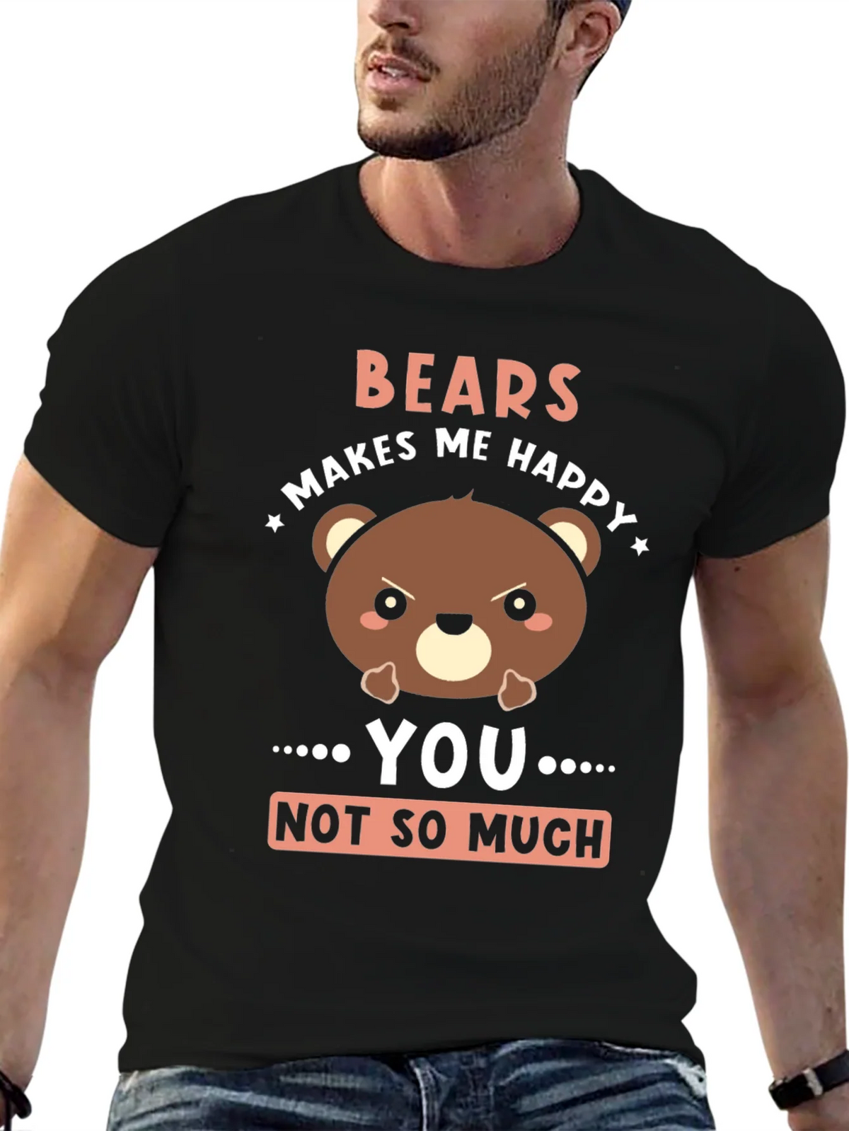 Funny Bear Graphic T-Shirt - Bears Makes Me Happy product image 9