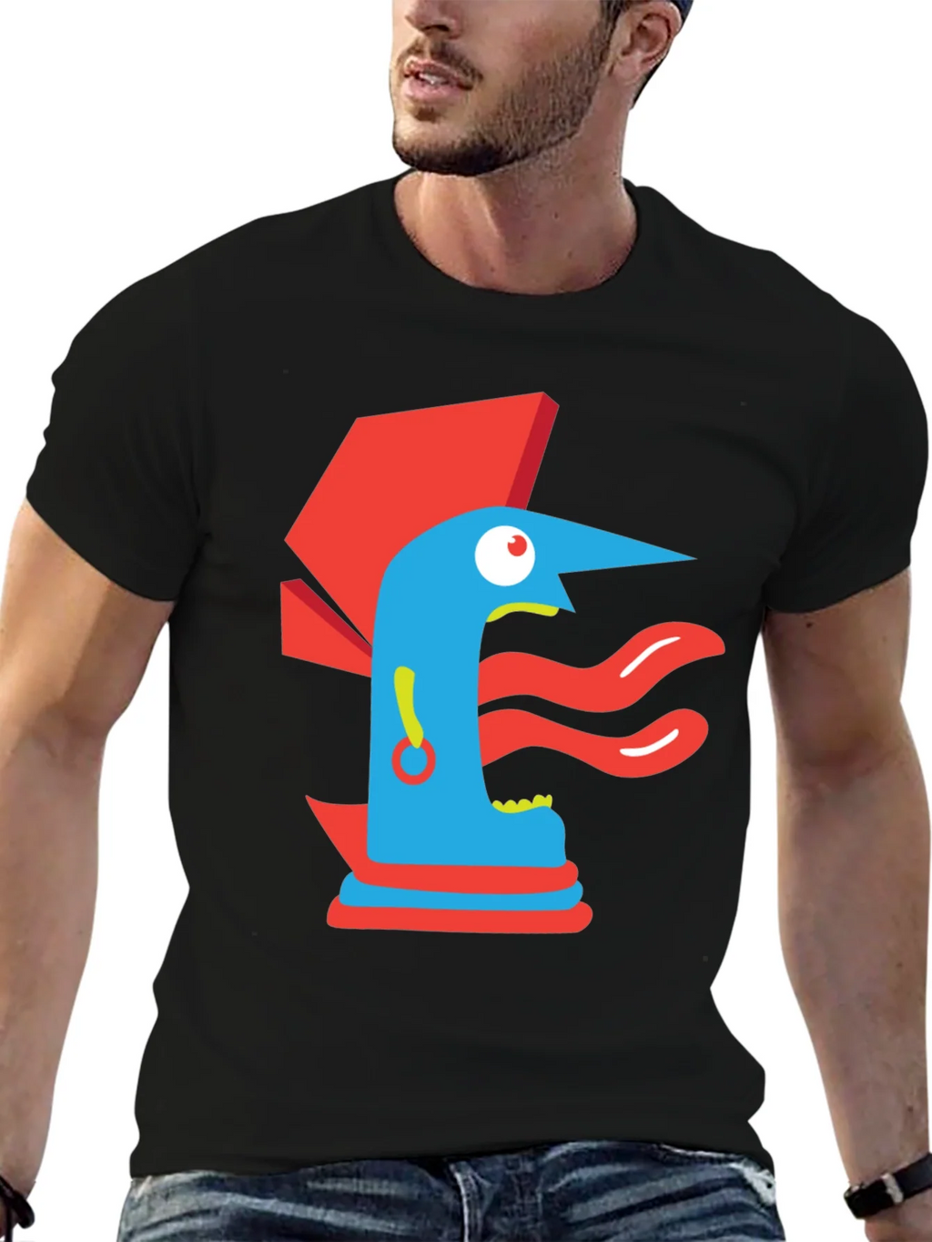 Abstract Graphic Print Tee - Modern Art Black T-Shirt product image 9