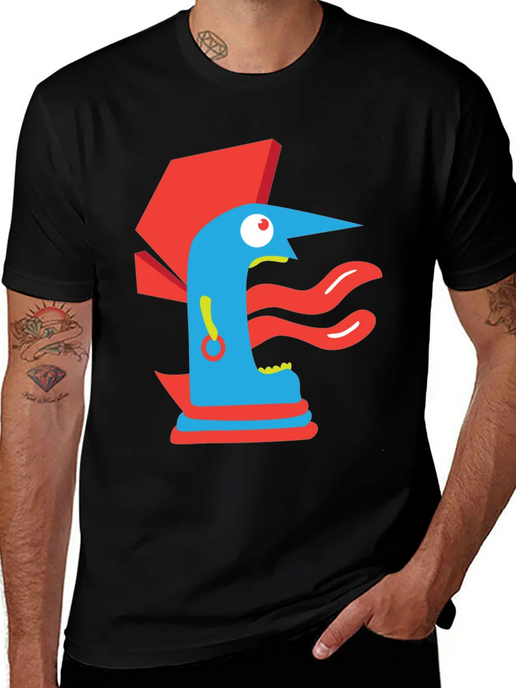 Abstract Graphic Print Tee - Modern Art Black T-Shirt product image 1