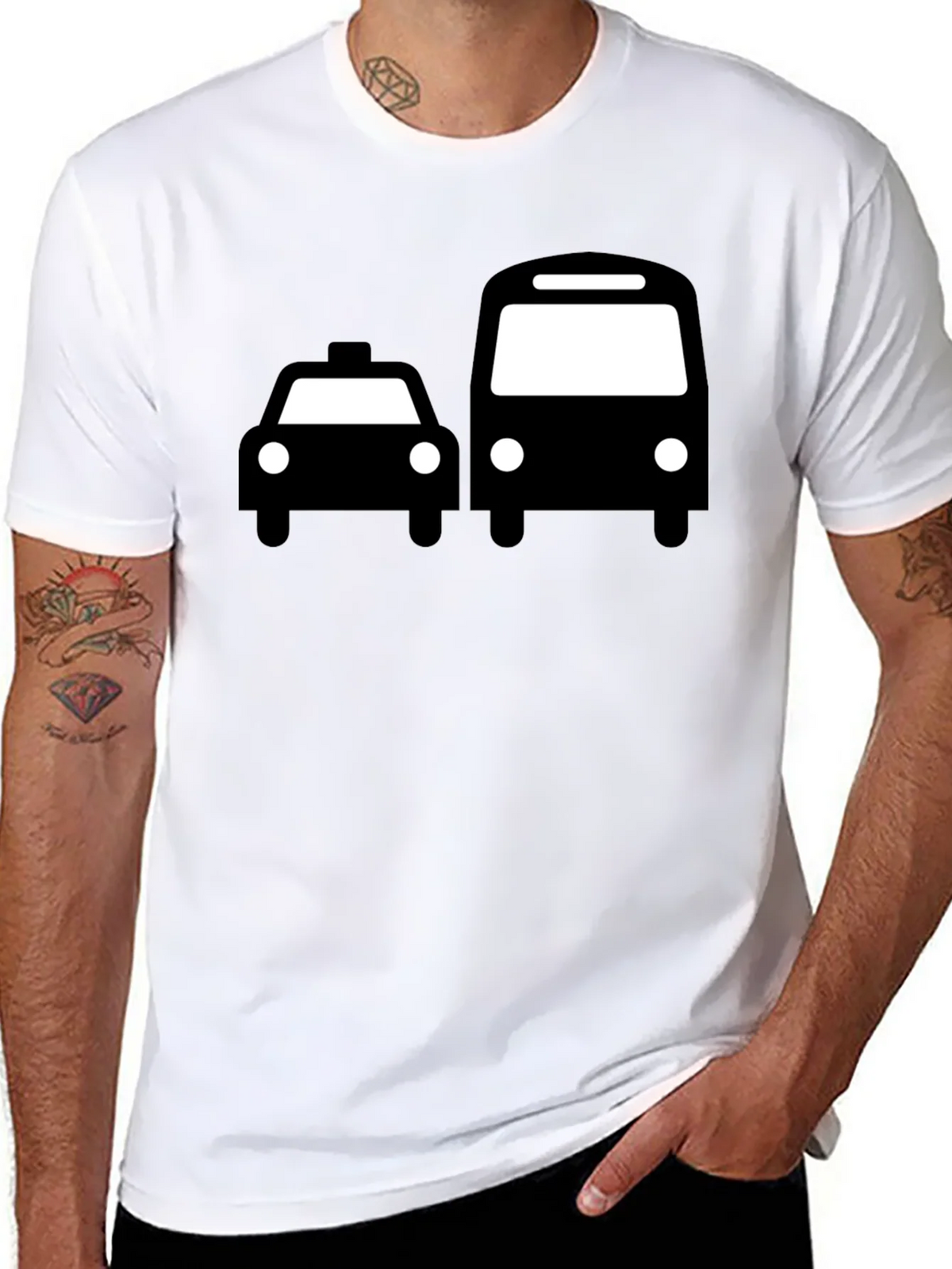Taxi & Bus Graphic Black T-Shirt product image 3