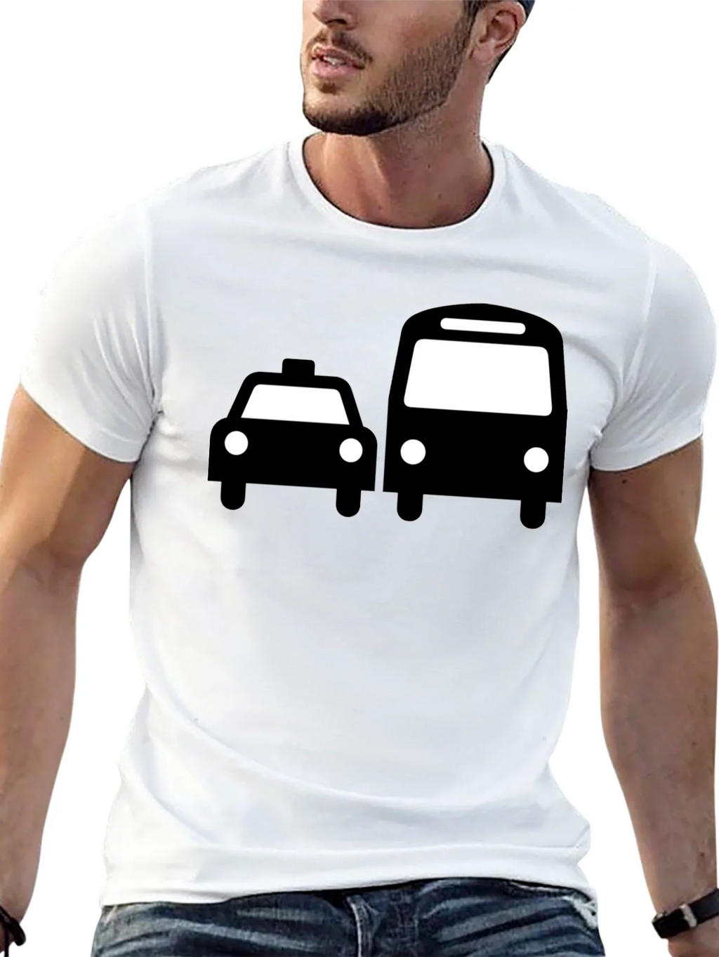 Taxi & Bus Graphic Black T-Shirt product image 1