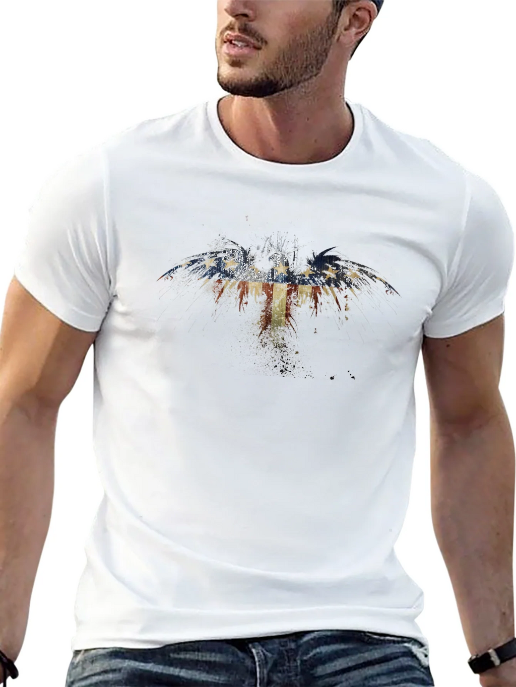American Flag Eagle Graphic Black T-Shirt product image 4