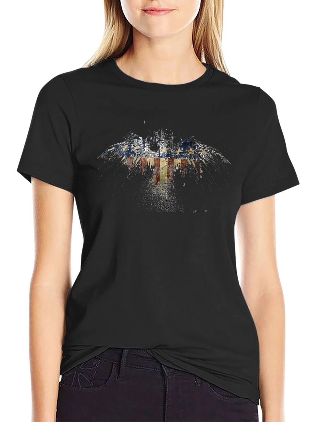 American Flag Eagle Graphic Black T-Shirt product image 5