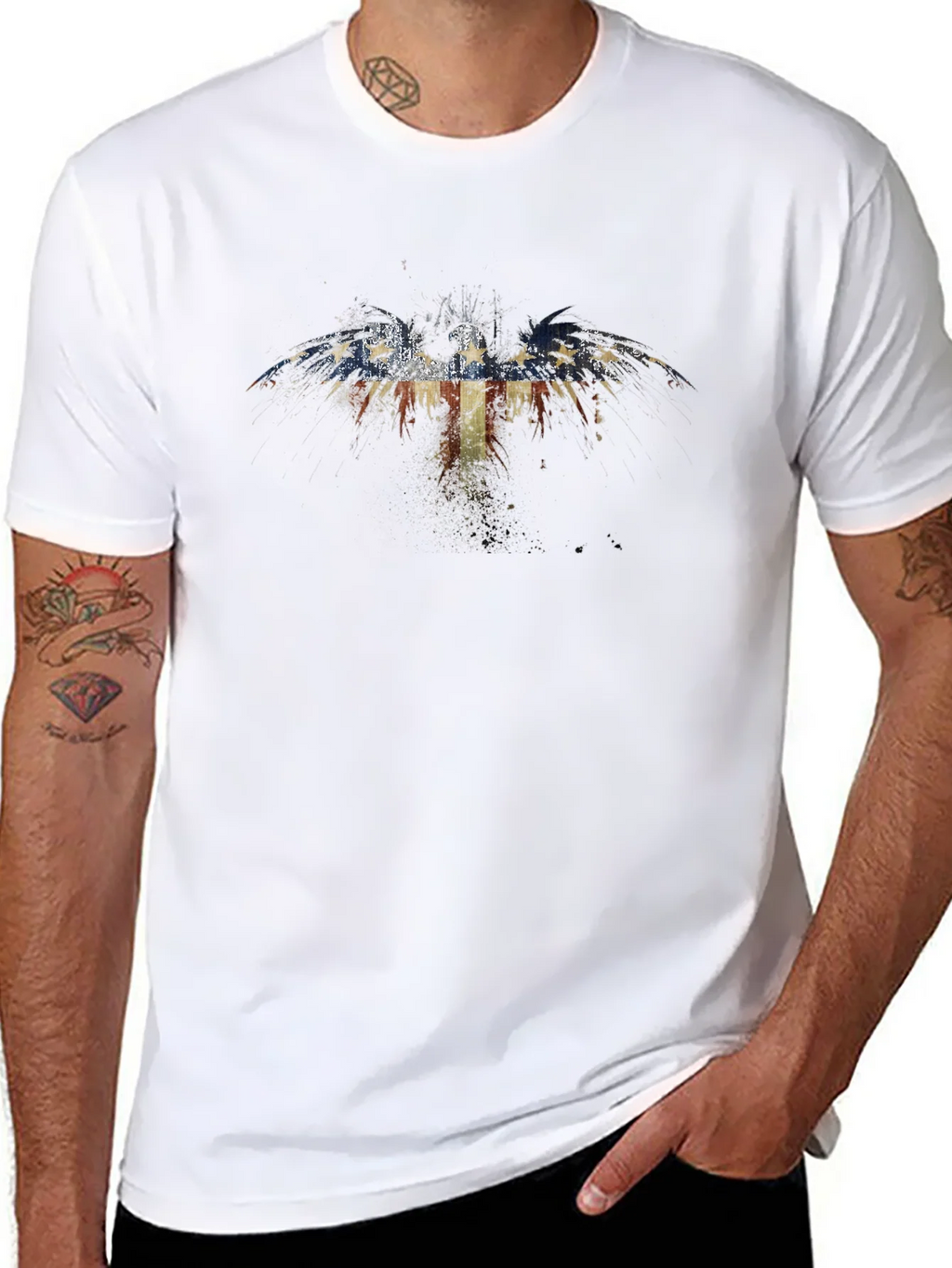 American Flag Eagle Graphic Black T-Shirt product image 10