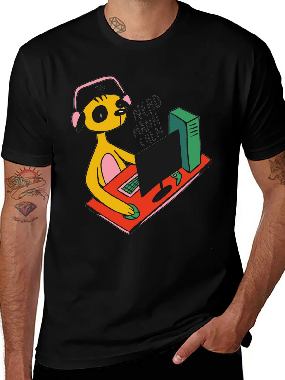 Gamer Character Graphic Print Black T-Shirt product image 1