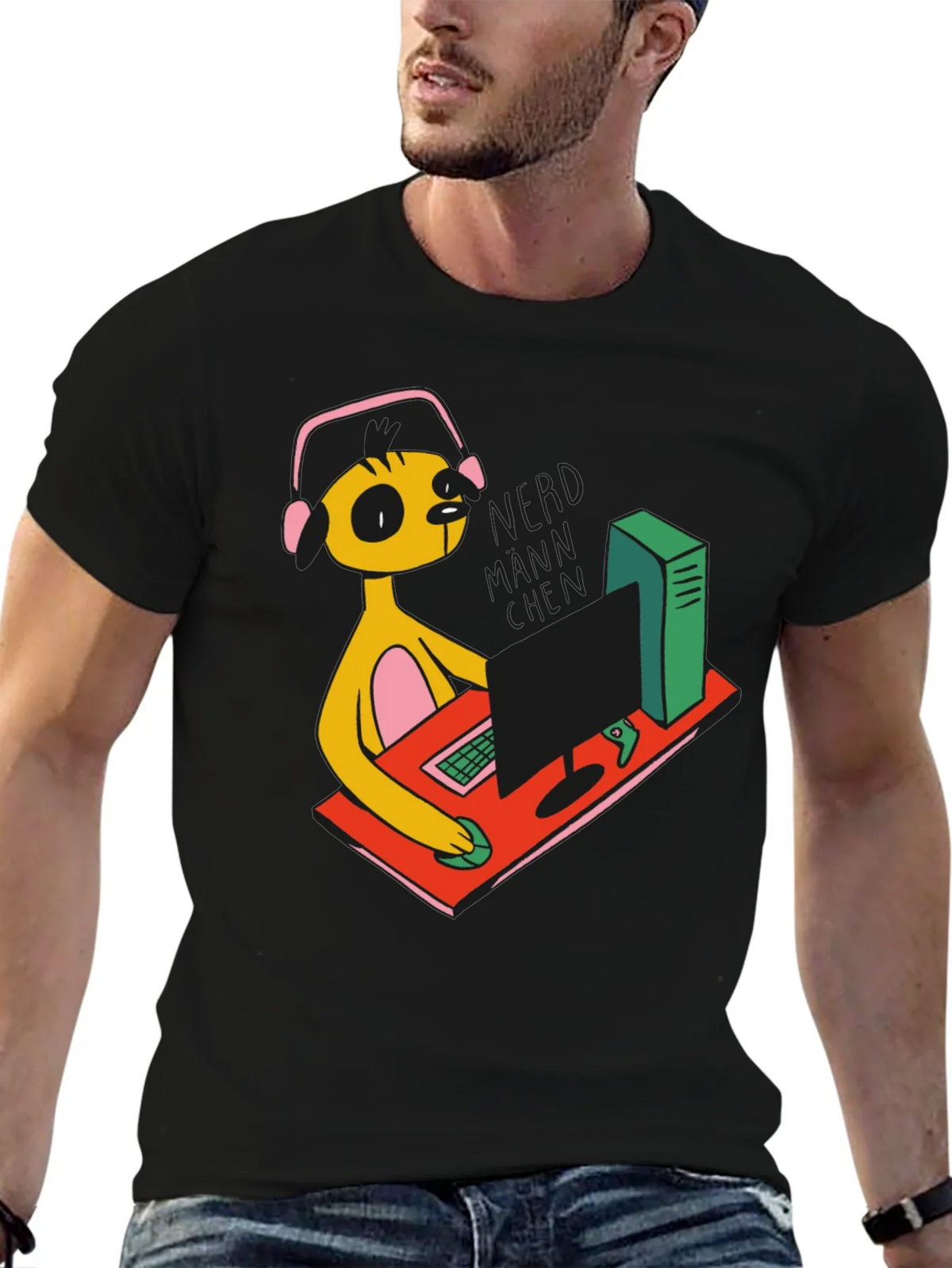 Gamer Character Graphic Print Black T-Shirt product image 9