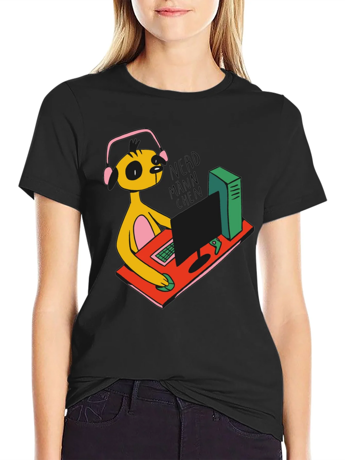 Gamer Character Graphic Print Black T-Shirt product image 5