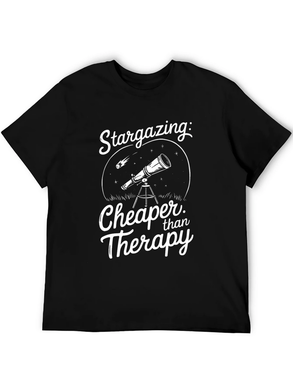 Stargazing Cheaper Than Therapy Black T-Shirt product image 8