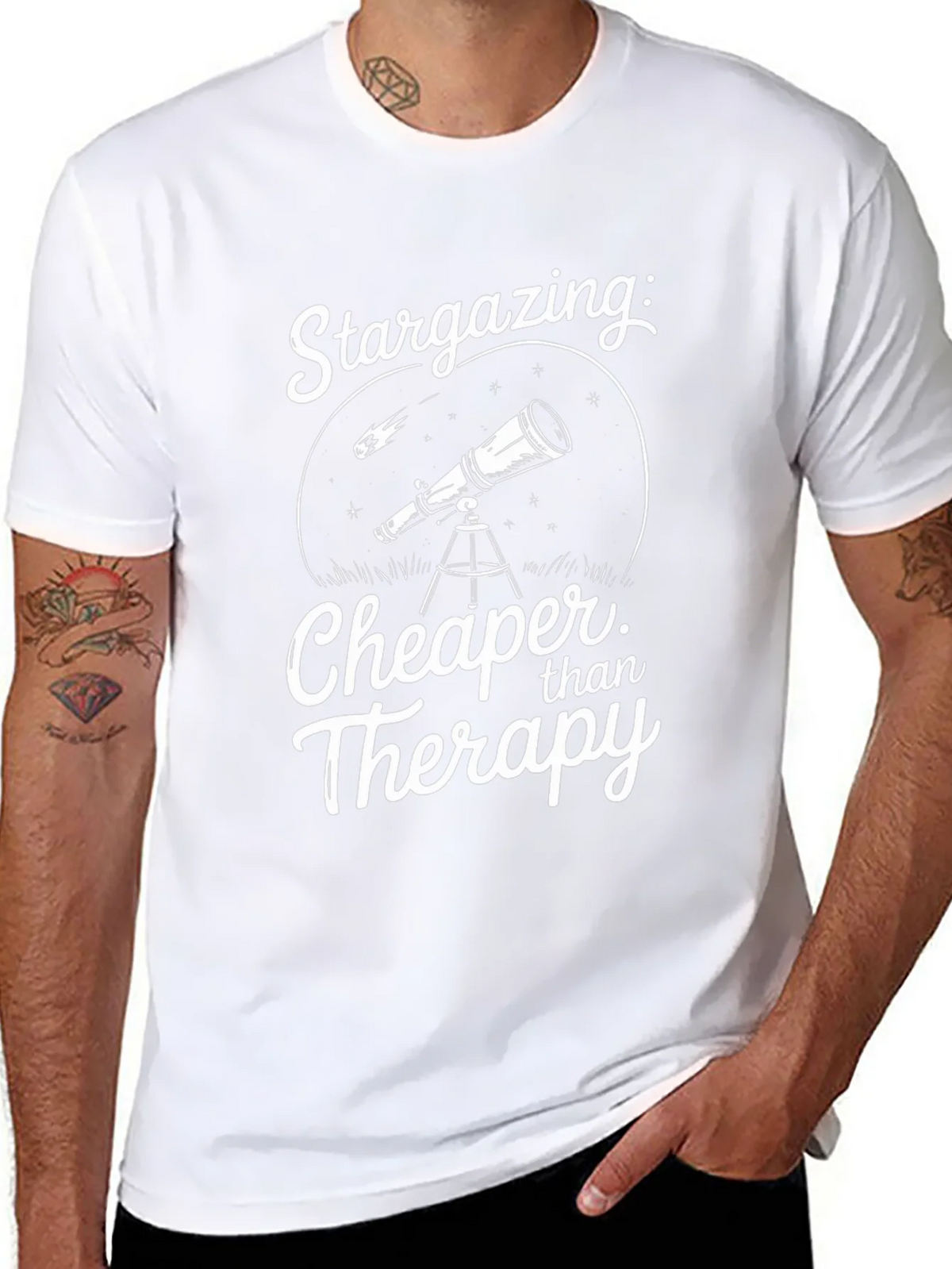 Stargazing Cheaper Than Therapy Black T-Shirt product image 10