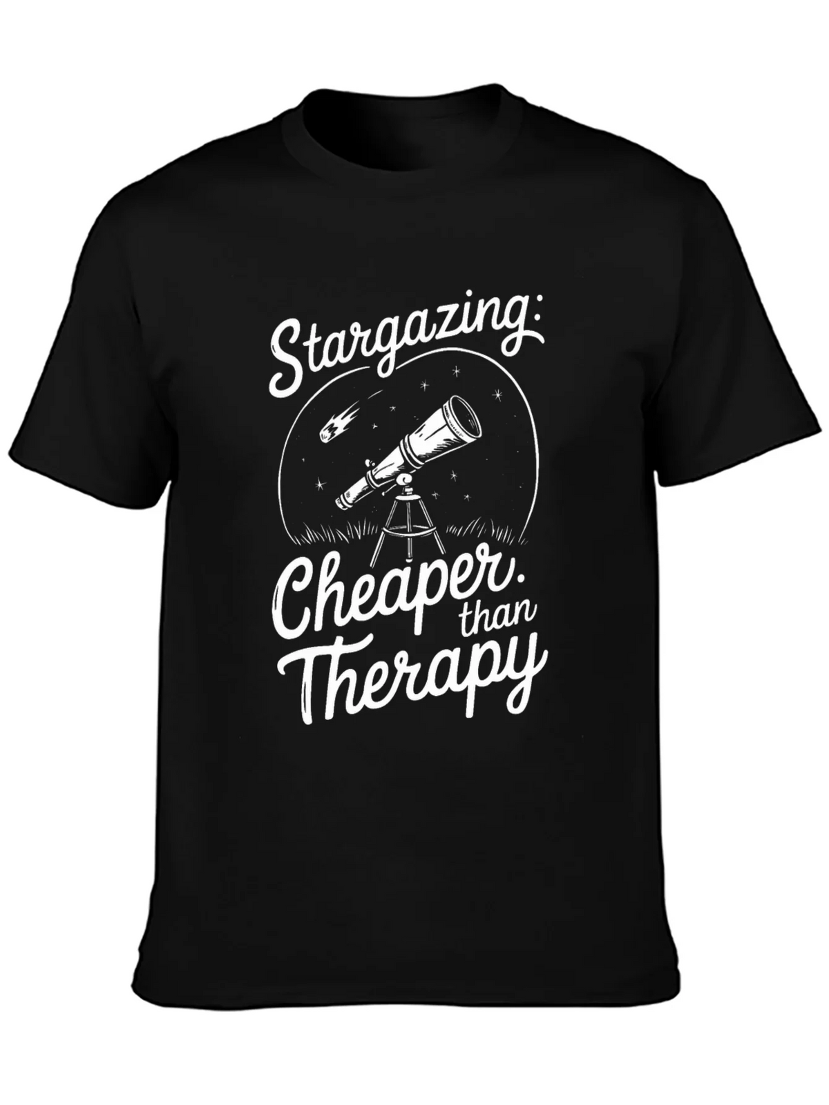 Stargazing Cheaper Than Therapy Black T-Shirt product image 6