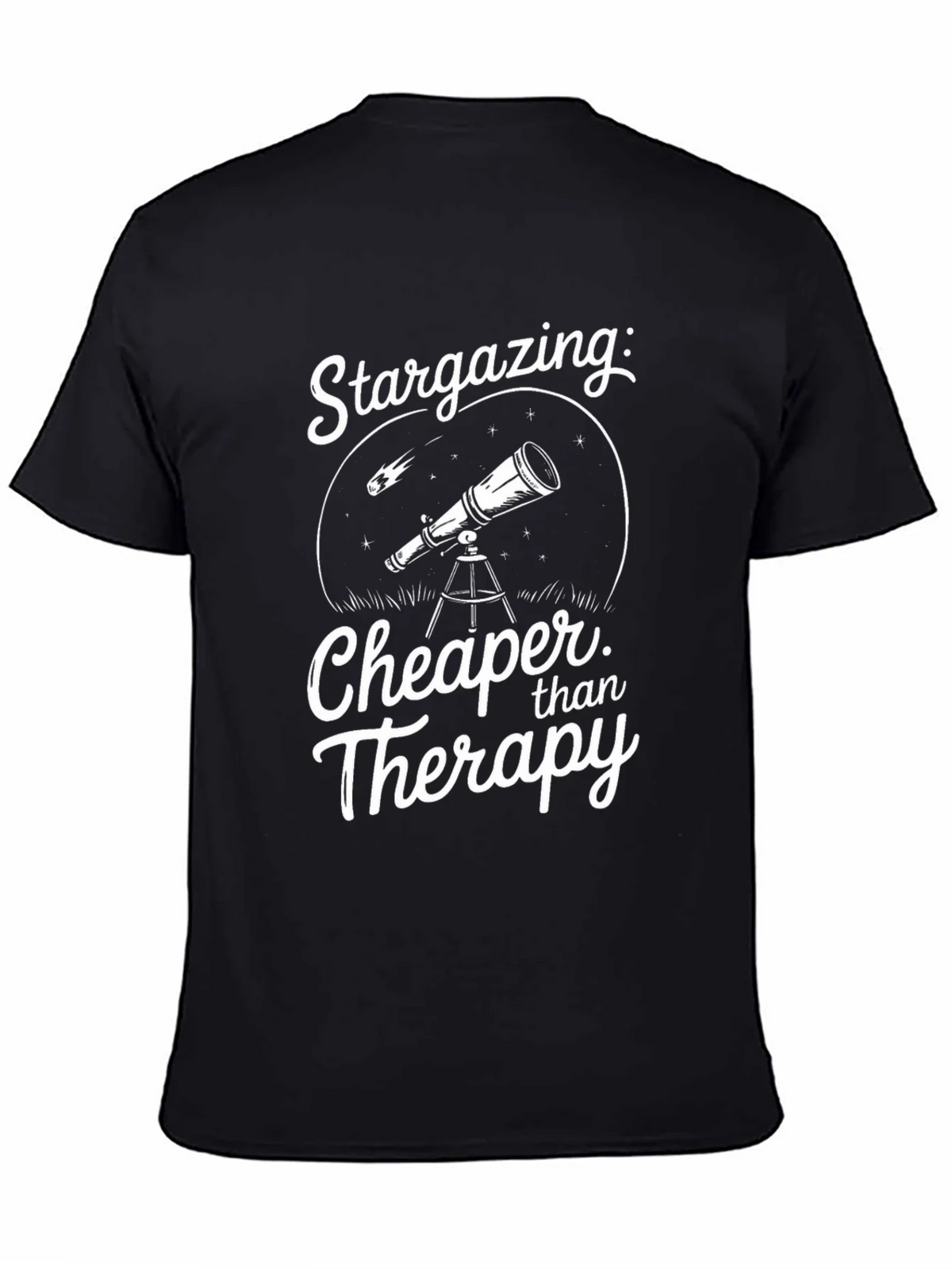 Stargazing Cheaper Than Therapy Black T-Shirt product image 7