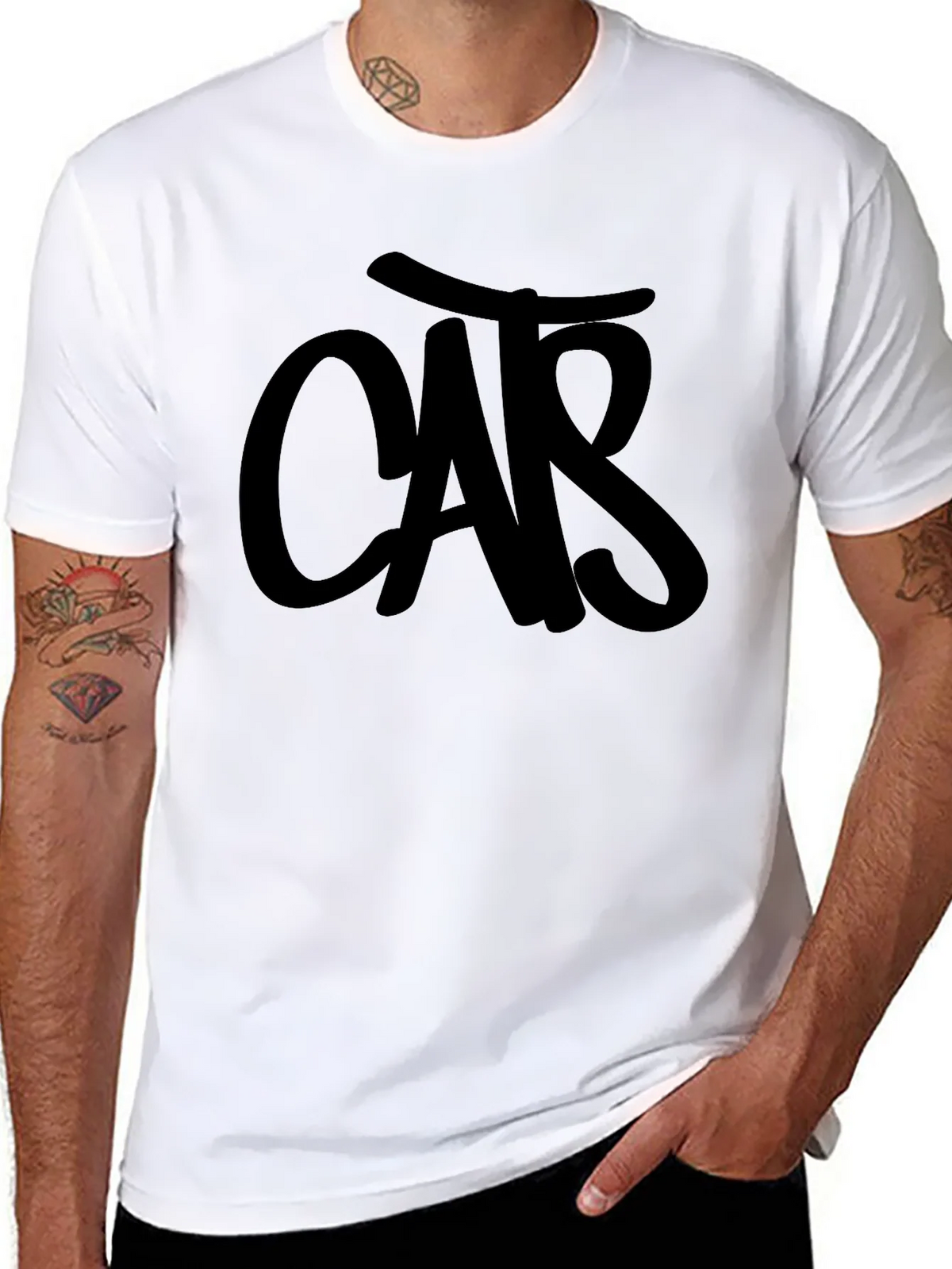 Mens Black T-Shirt with CAR Graphic product image 10