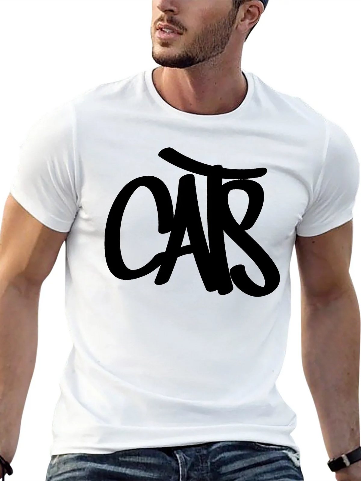 Mens Black T-Shirt with CAR Graphic product image 4