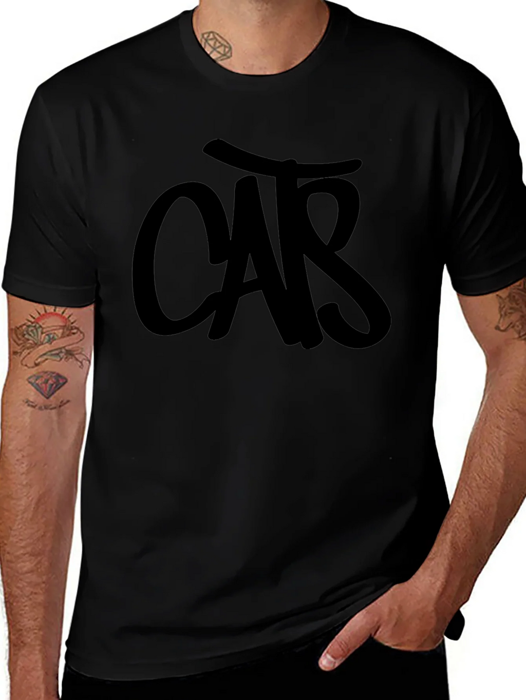 Mens Black T-Shirt with CAR Graphic product image 1