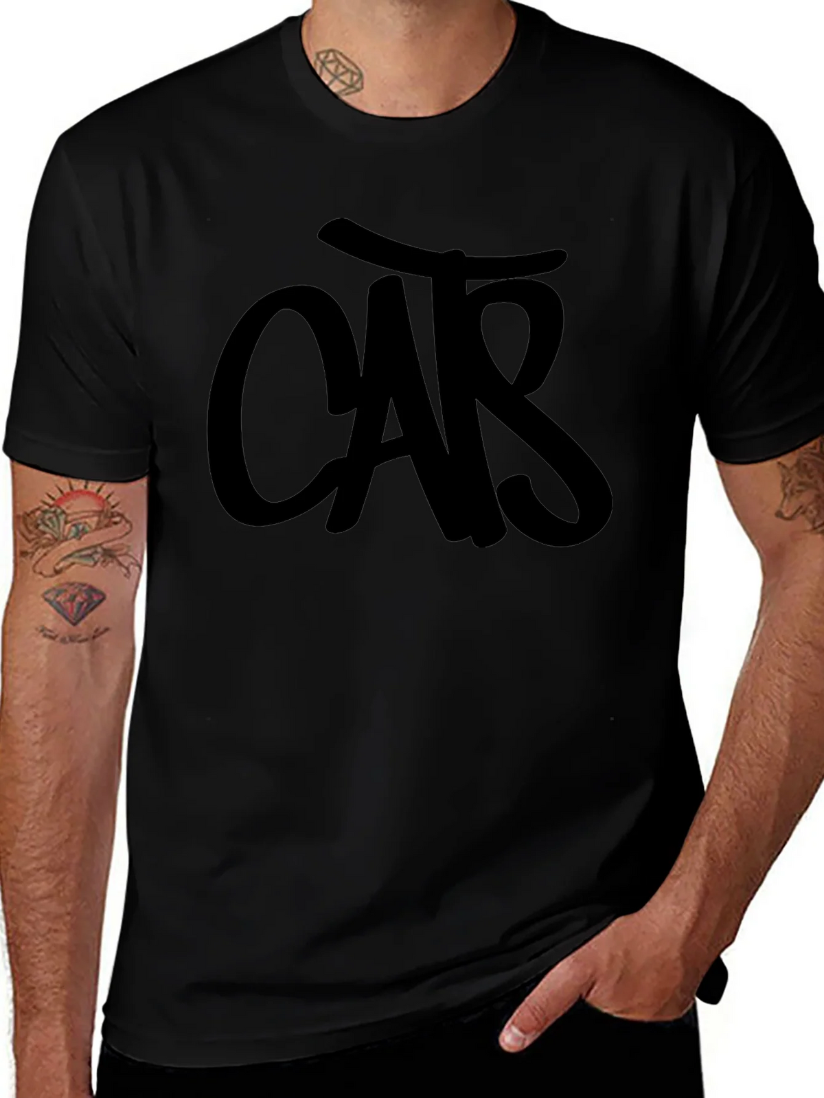 Mens Black T-Shirt with CAR Graphic product image 1