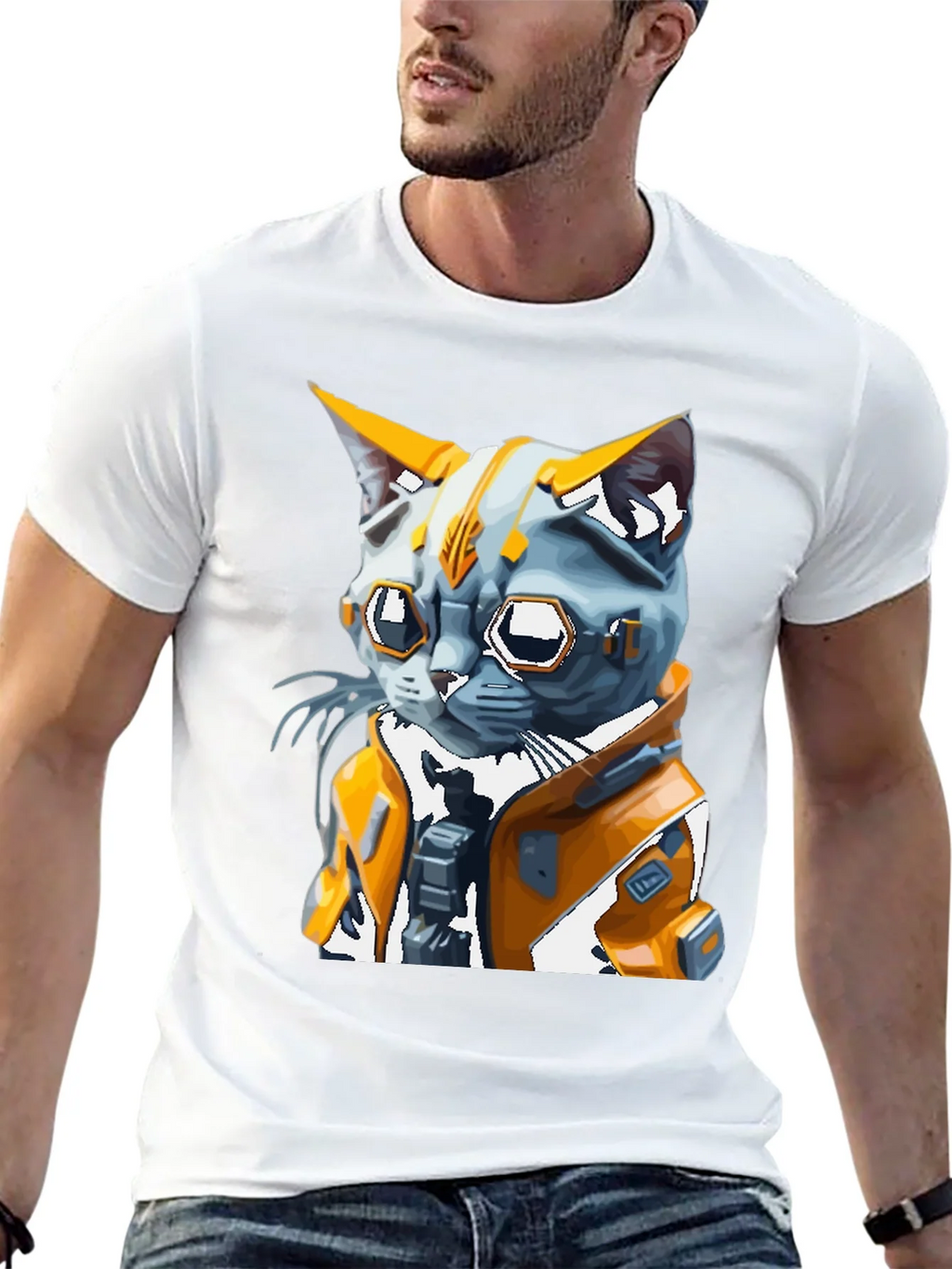 Cyberpunk Cat T-Shirt - Futuristic Feline Design product image 4