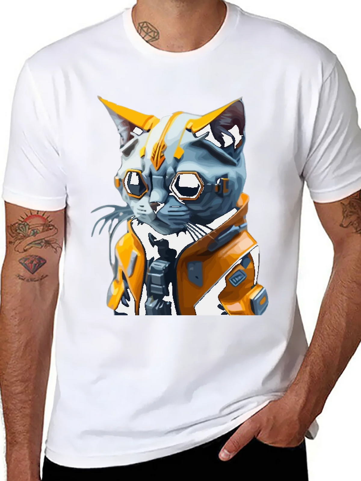 Cyberpunk Cat T-Shirt - Futuristic Feline Design product image 9