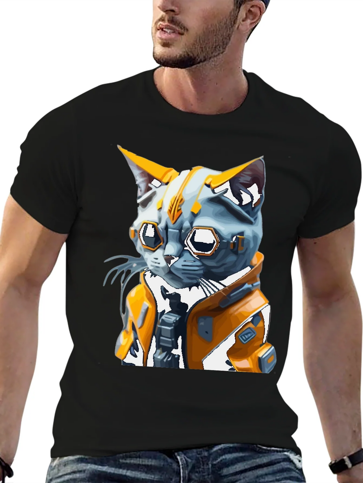Cyberpunk Cat T-Shirt - Futuristic Feline Design product image 8