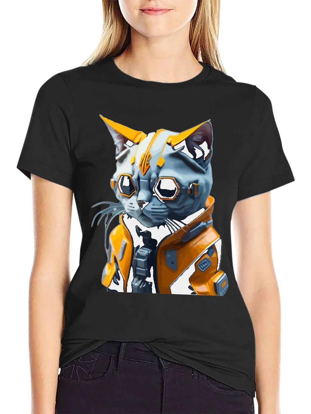 Cyberpunk Cat T-Shirt - Futuristic Feline Design product image 5